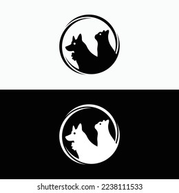 Circle cat and dog animal logo design . icon logo 