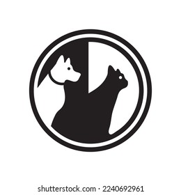 Circle cat and dog animal logo design . icon logo 