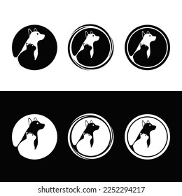 Circle cat and dog animal logo design . Cat icon 