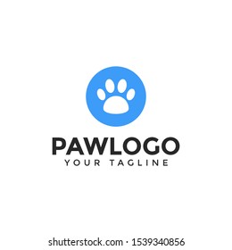 Circle Cat or Dog Paw Print, Pet Logo Design Template