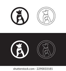 Circle  cat and dog vector logo design 