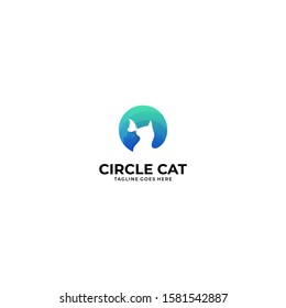 Circle Cat Illustration Vector Template. Suitable for Creative Industry, Multimedia, entertainment, Educations, Shop, and any related business