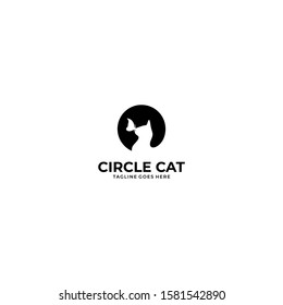 Circle Cat Illustration Vector Template. Suitable for Creative Industry, Multimedia, entertainment, Educations, Shop, and any related business
