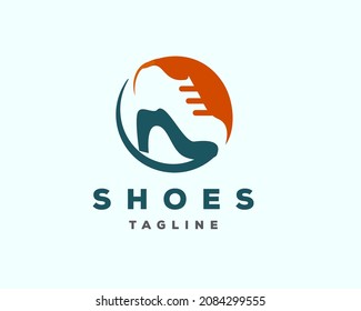 circle cat shoes high heels overlapping logo icon symbol design template illustration