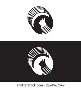Circle cat vector animal logo 
