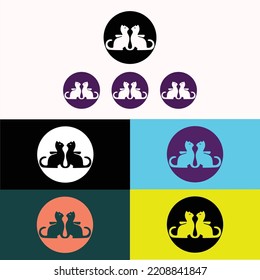Circle cats animal vector  logo design 