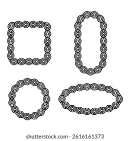 Circle chain frame. Oval outline shape. Square ring border. Vector ornament element.