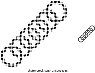 Circle chain halftone dot icon illustration. Halftone array contains round pixels. Vector illustration of circle chain icon on a white background. Flat abstraction for circle chain pictogram.