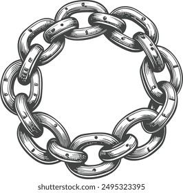 circle chain vector hand drawn sketch illustration