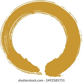 A circle character drawn using Japanese and Asian brush calligraphy. Vector illustration isolated on a transparent background.
