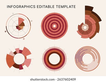 Circle Chart Business Infographic Editable Template for Extensive Data Visualization. Simple creative Infographic vector elements, charts, diagrams, steps and options for Business Presentation.