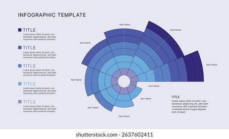 Circle Chart Business Infographic Editable Template for Extensive Data Visualization. Simple creative Infographic vector elements, charts, diagrams, steps and options for Business Presentation.