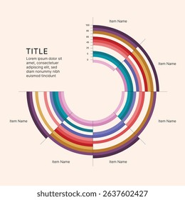 Circle Chart Business Infographic Editable Template for Extensive Data Visualization. Simple creative Infographic vector elements, charts, diagrams, steps and options for Business Presentation.