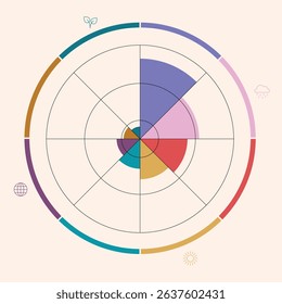 Circle Chart Business Infographic Editable Template for Extensive Data Visualization. Simple creative Infographic vector elements, charts, diagrams, steps and options for Business Presentation.