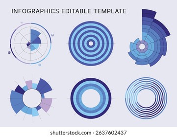 Circle Chart Business Infographic Editable Template for Extensive Data Visualization. Simple creative Infographic vector elements, charts, diagrams, steps and options for Business Presentation.