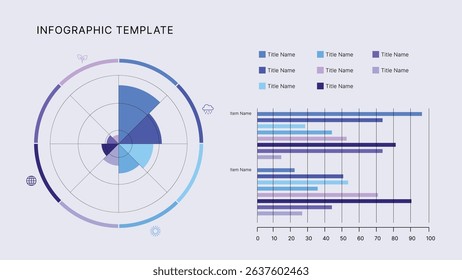 Circle Chart Business Infographic Editable Template for Extensive Data Visualization. Simple creative Infographic vector elements, charts, diagrams, steps and options for Business Presentation.