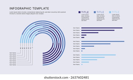 Circle Chart Business Infographic Editable Template for Extensive Data Visualization. Simple creative Infographic vector elements, charts, diagrams, steps and options for Business Presentation.