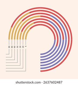 Circle Chart Business Infographic Editable Template for Extensive Data Visualization. Simple creative Infographic vector elements, charts, diagrams, steps and options for Business Presentation.