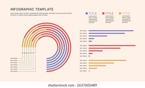 Circle Chart Business Infographic Editable Template for Extensive Data Visualization. Simple creative Infographic vector elements, charts, diagrams, steps and options for Business Presentation.