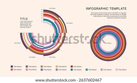 Circle Chart Business Infographic Editable Template for Extensive Data Visualization. Simple creative Infographic vector elements, charts, diagrams, steps and options for Business Presentation.