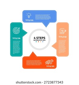 Infografía de la gráfica circular Plantilla de comunicaciones con 4 opciones para presentaciones. Vector editable
