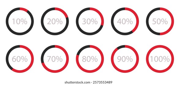 Circle chart, graph, infographic percentage templates collection. stock illustration