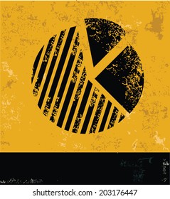 Circle chart grunge symbol,yellow vector