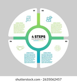 Circle chart infographic modern template with 4 options for presentations. Vector illustration Eps	
