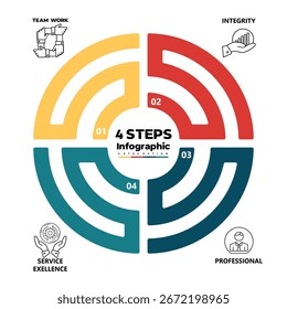 Circle chart infographic modern template with 4 options for presentations. Vector illustration Eps	