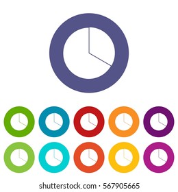 Circle chart infographic set icons in different colors isolated on white background