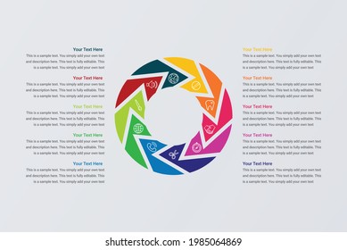 Circle chart infographic template 10 vector image