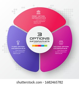 Circle chart infographic template with 3 options,Vector illustration.