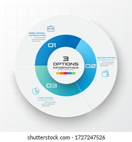 Circle chart infographic template with 3 options,Vector illustration.