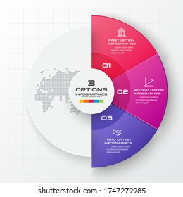 Circle chart infographic template with 3 options,Vector illustration.
