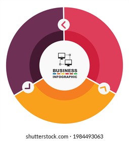 Circle chart infographic template with 3 options for presentations, advertising, layouts, annual reports. Vector illustration.
