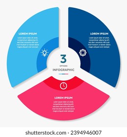 Informationsvorlage für die Circle Chart mit 3 Optionen für Präsentationen, Werbung, Layouts, Jahresberichte