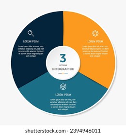 Circle chart infographic template with 3 options  for presentations, advertising, layouts, annual reports