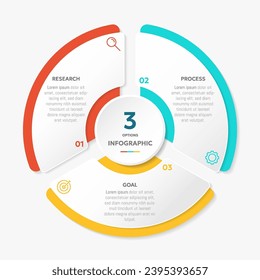 Circle chart infographic template with 3 options for presentations