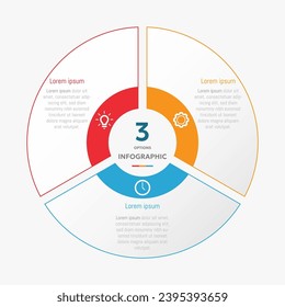 Circle chart infographic template with 3 options for presentations