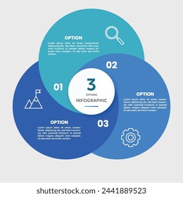 Kreisdiagramm-Infografik-Vorlage mit 3 Optionen für Präsentationen