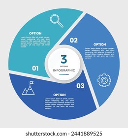 Circle chart infographic template with 3 options for presentations