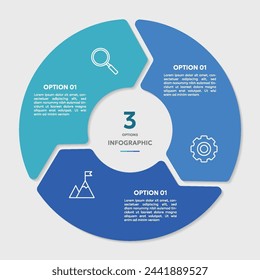 Circle chart infographic template with 3 options for presentations