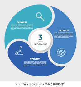 Circle chart infographic template with 3 options for presentations