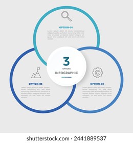 Circle chart infographic template with 3 options for presentations