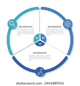 Circle chart infographic template with 3 options for presentations