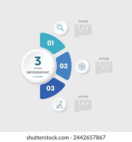 Plantilla infográfica de gráfico circular con 3 opciones para presentaciones	