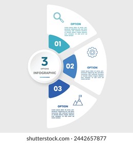 Kreisdiagramm-Infografik-Vorlage mit 3 Optionen für Präsentationen	