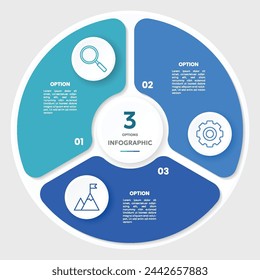 Plantilla infográfica de gráfico circular con 3 opciones para presentaciones	