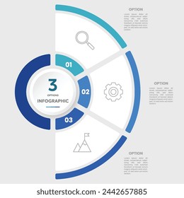 Plantilla infográfica de gráfico circular con 3 opciones para presentaciones	