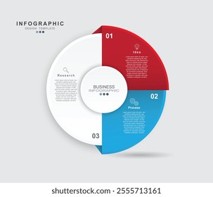 Circle chart infographic template with 3 options for presentations